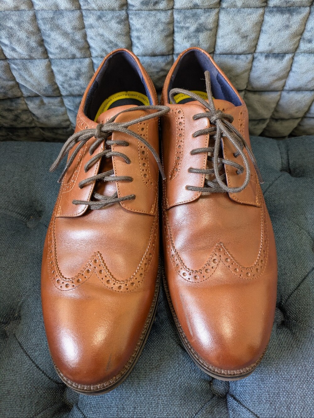 Cole Haan Men's Tan Leather Wingtip Oxfords 12W Wide